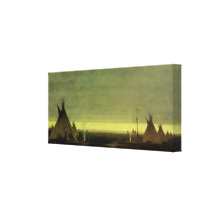 Indiskt läger på gryning av Jules Tavernier Sträckta Canvas Tryck
