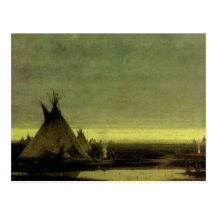 Indiskt läger på gryning av Jules Tavernier Vykort