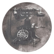 Inget hem- retro mobil konst i grey. tallrikar