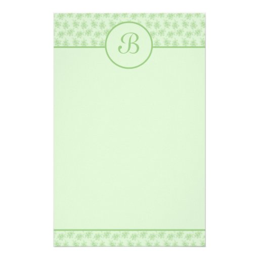 Initial brevpapper för grön blom- Monogram