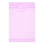 Initial brevpapper för rosa blom- Monogram