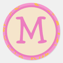 Initial klistermärke för rosa orange Monogram