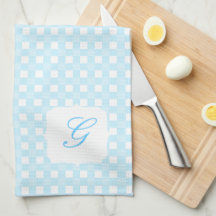 Initial kökshandduk för baby blue Gingham