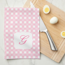 Initial kökshandduk för rosa Gingham
