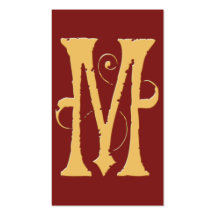 Initial M Monogram för gotiskt för Grunge rött gul Visitkort Mallar