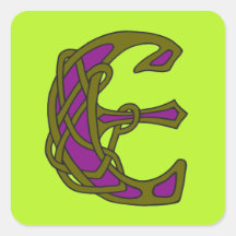 Initial monogram E för Celtic fnurrabrev Fyrkantigt Klistermärke