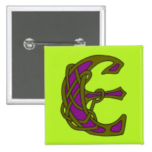 Initial monogram E för Celtic fnurrabrev Knapp