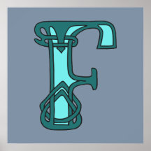 Initial monogram F för Celtic fnurrabrev Affischer