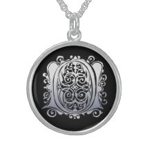 Initial Monogram "silversnöre för nolla på svart" 
