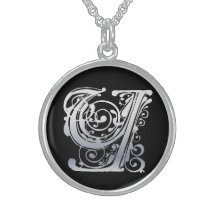 Initial Monogram "silversnöre för Y på svart" hals