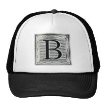 Initial träkloss för träsnitt för kvarterbrev "B" Baseball Hat