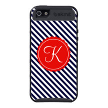 Initiala marin och röd randanpassningsbar iPhone 5 cover