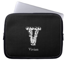 Initialer för Monogrambrev V Laptop Datorfodral