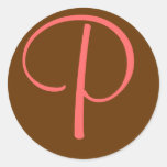 Initialt Monogrambrev "P" - skräddarsy Runda Klistermärken
