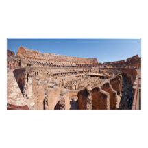 Insida av Rome Colosseum det panorama- porträtt Fotografiska Tryck