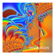 Insida ·, Fractalkonst ·, Blått & orange Anpassade Inbjudningskort