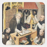 Insidan av en Scriptorium, skolar av Segovia Fyrkantigt Klistermärke