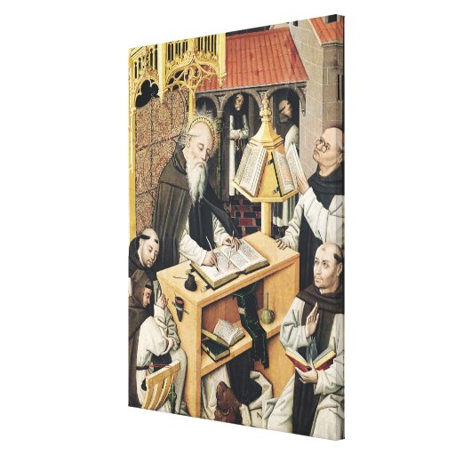 Insidan av en Scriptorium, skolar av Segovia Canvasduk Med Gallerikvalitet