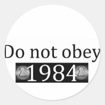 Inte gör obey/1984 rund klistermärke