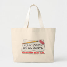Interpunktion sparar liv tote bags