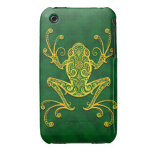 Invecklad guld- grön trädgroda iPhone 3 Case-Mate fodral