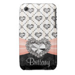 Iphone 3 fodral Co för Rhinestone för hjärta för r