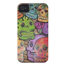 Iphone 4 legitimation - mexicansk sockerdöskallar iPhone 4 Case-Mate skydd