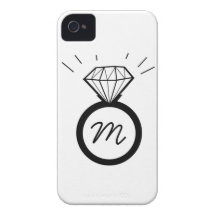 Iphone case för diamantförlovningsringmonogram iPhone 4 cases