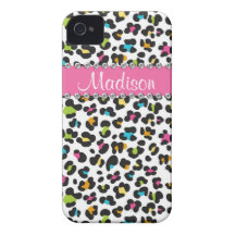 iPhone för Leopard BLING för regnbågeLeopardRhines iPhone 4 Hud
