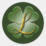 Irländsk bröllopMonogram L kuvert förseglar Klistermärke