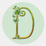 Irländsk guld- Monogram D Rund Klistermärke
