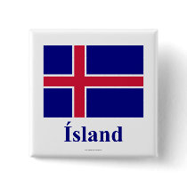 Island flagga med namn i isländska