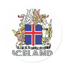 IsländareEmblem Runda Klistermärken