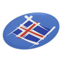 Islandet borstar flagga dinner plates
