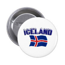 Islandflagga (w/inscription) knapp med nål