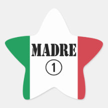 Italienare - talande mammor & mammor: Madre Numero Klistermärke