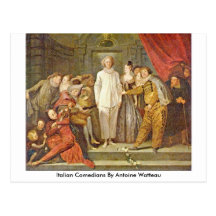Italienska komiker av Antoine Watteau Vykort