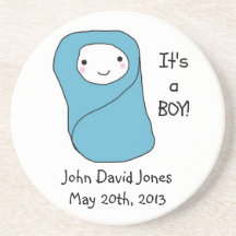 It's a Boy New Baby Birth Announcement Drink Coasters