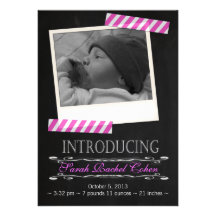 It's a girl chalkboard birth custom invitations