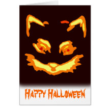 Jack o lantern för happy halloweenkattansikte hälsnings kort