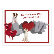 JackRussell Woof det upp valentin dagvykort