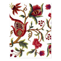 Jacobean broderi vykort