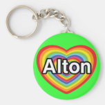 Jag älskar Alton, regnbågehjärta Nyckel Ring