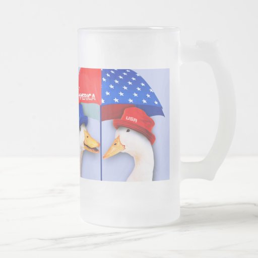 Jag älskar Amerika. Rolig mugg för ankagåvaöl