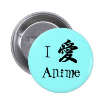 Jag älskar Anime knäppas (BLÅTT) Knapp Med Nål