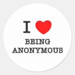 Jag älskar att vara anonym rund klistermärke