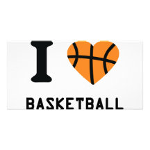 Jag älskar basketsymbol anpassade foto kort
