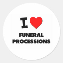 Jag älskar begravnings- processionar runda klistermärken