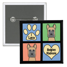 Jag älskar belgaren Malinois Knappar