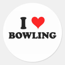Jag älskar bowling rund klistermärke